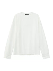 White relaxed fit long sleeve t-shirt in cotton with crew neck.