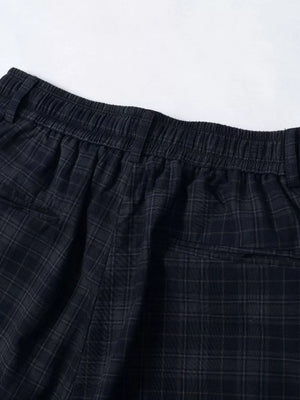 Men's Plaid Wide-leg Drawstring Shorts, model styling view