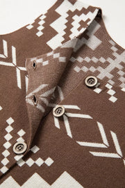 Western Geometric Sleeveless Knit Sweater Vest, close-up detail