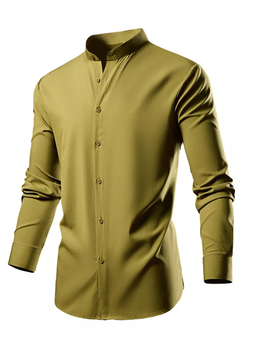 Button-down Slim Fit Long-sleeve Top in Black, front view