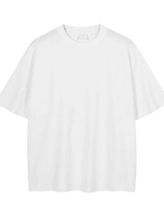 Oversized white washed cotton tee with crew neck and short sleeves.