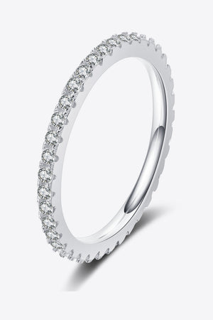 Sterling silver eternity band ring with micro-pave set clear stones