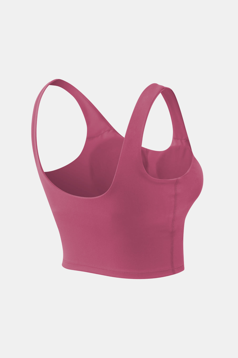 Performance scoop crop top in Deep Rose with wide straps and a seamless finish.