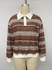 Striped Dropped Shoulder Sweatshirt in Coffee Brown, view 11