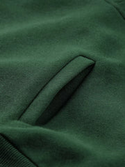 Dark green half zip sweatshirt with a kangaroo pocket detail.