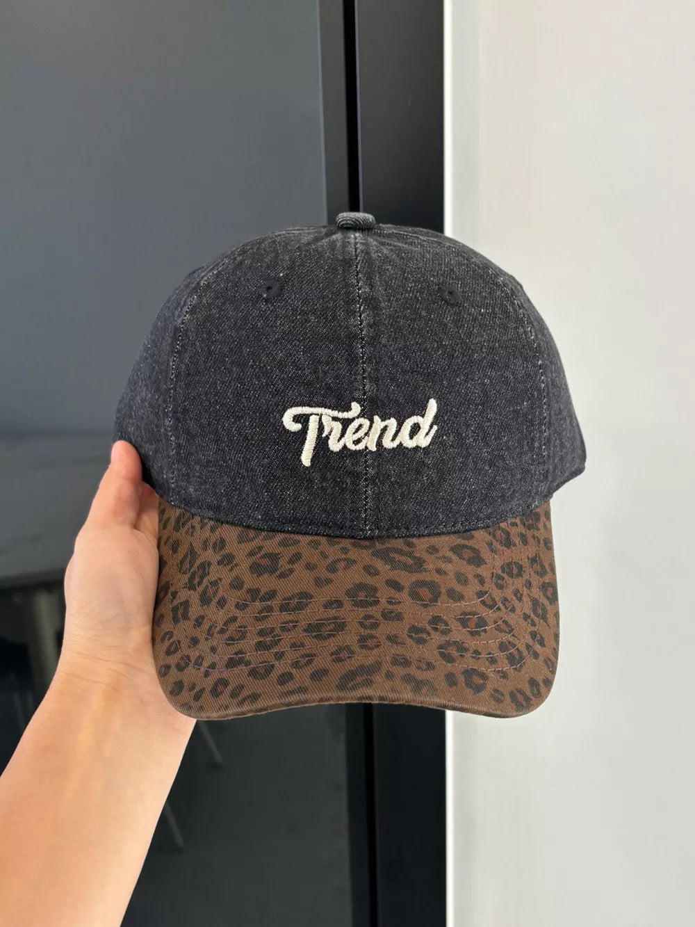Leopard Embroidered Baseball Cap, side view