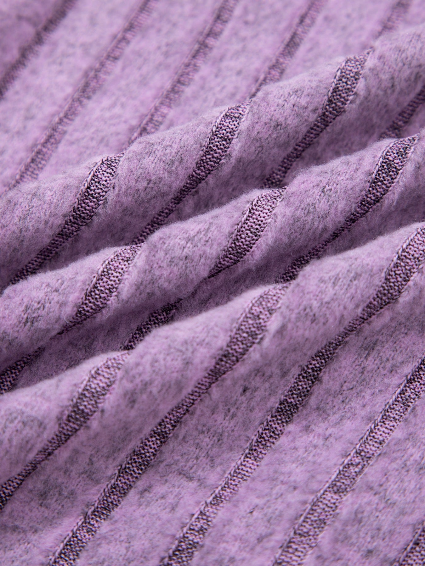 Slim ribbed tank top in lilac mineral wash fabric with textured stripes.