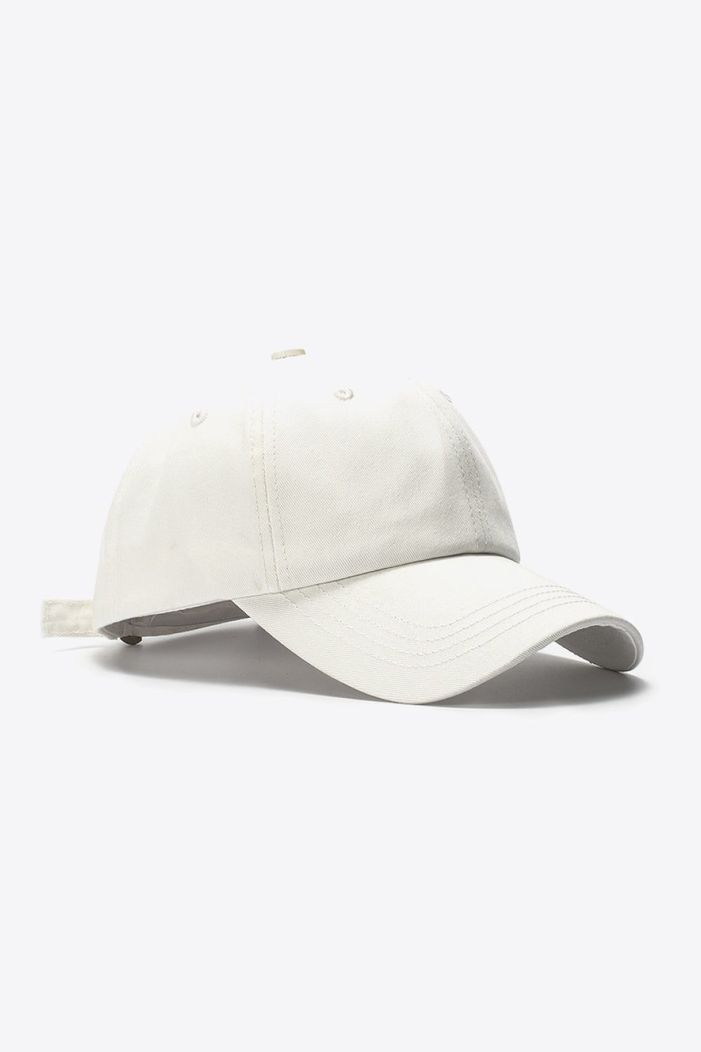 Beige cotton baseball cap with adjustable strap