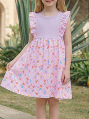 Children S Ruffled Floral Print Dress, front view