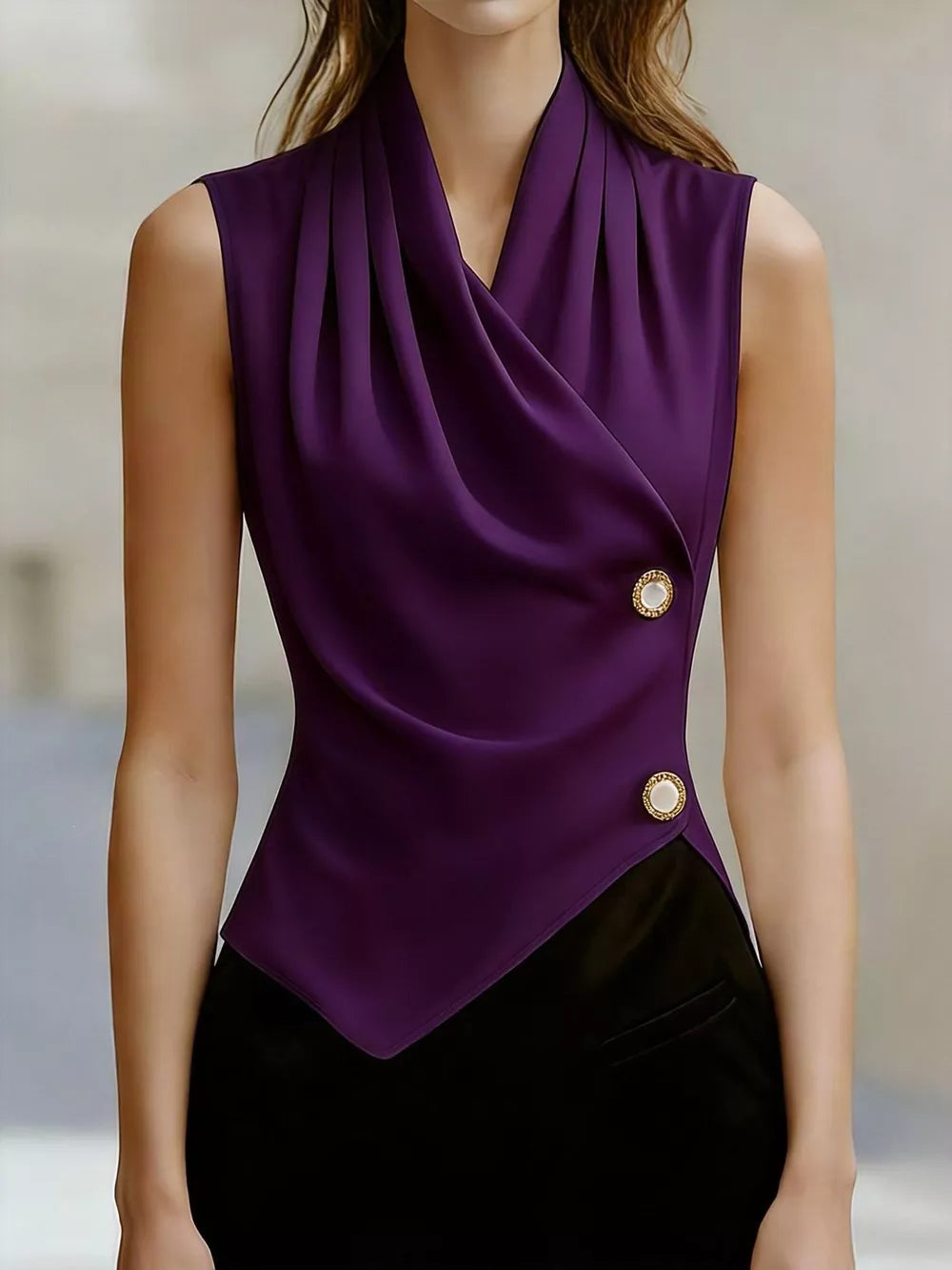 Elegant Asymmetrical Cowl Tank Top