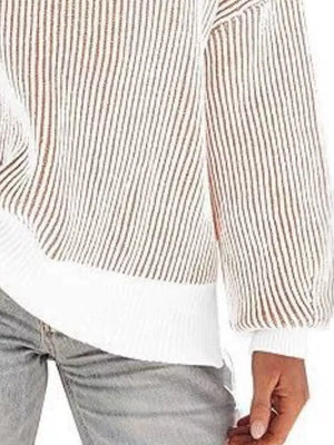 Pink relaxed pullover sweater with crew neck