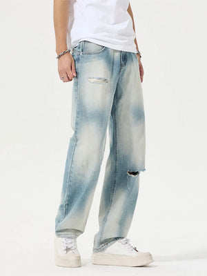 Men's Distressed Relaxed Fit Jeans in Light, side view