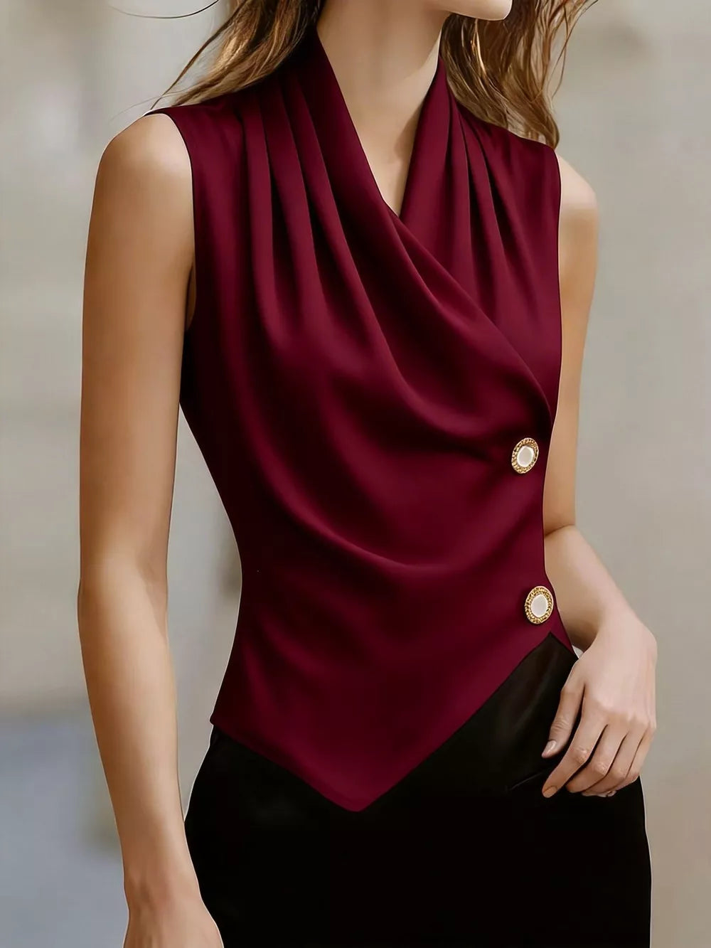 Elegant Asymmetrical Cowl Tank Top