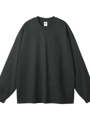 Oversized drop-shoulder crewneck pullover in black, made of 100% cotton.