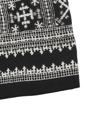 Black geometric print sleeveless top and pants set detail