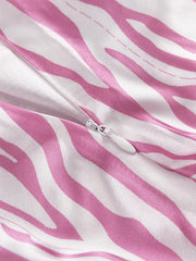 Fluid Zebra Print Satin Midi Skirt