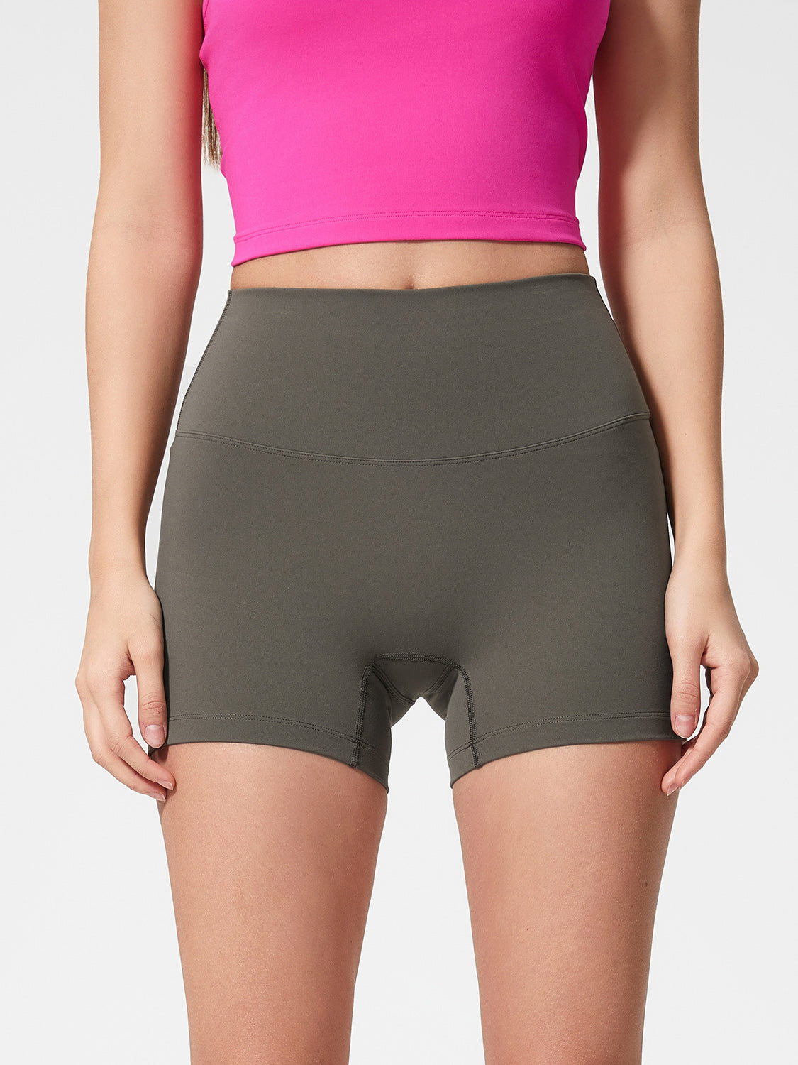 Nova Rise High-Motion Shorts in Deep Dark Green, seamless high-waisted activewear shorts.