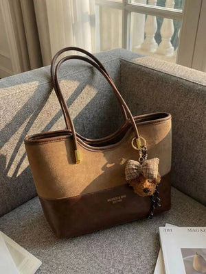 Pu Leather Shoulder Bag in Brown, alternate angle