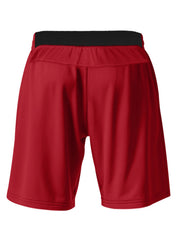 Bright red chino shorts with drawstring waist and elastic waistband.