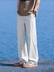 Men's relaxed fit lightweight joggers in white with a straight leg cut.