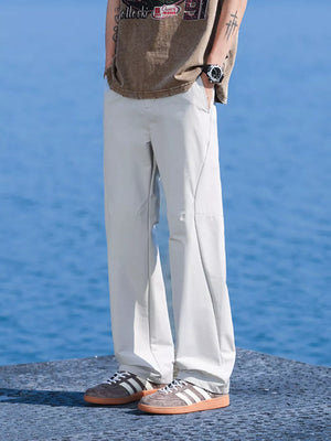 Men's relaxed fit lightweight joggers in white with a straight leg cut.