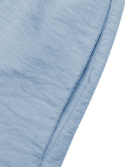 Blue maternity wrap romper with textured fabric detail
