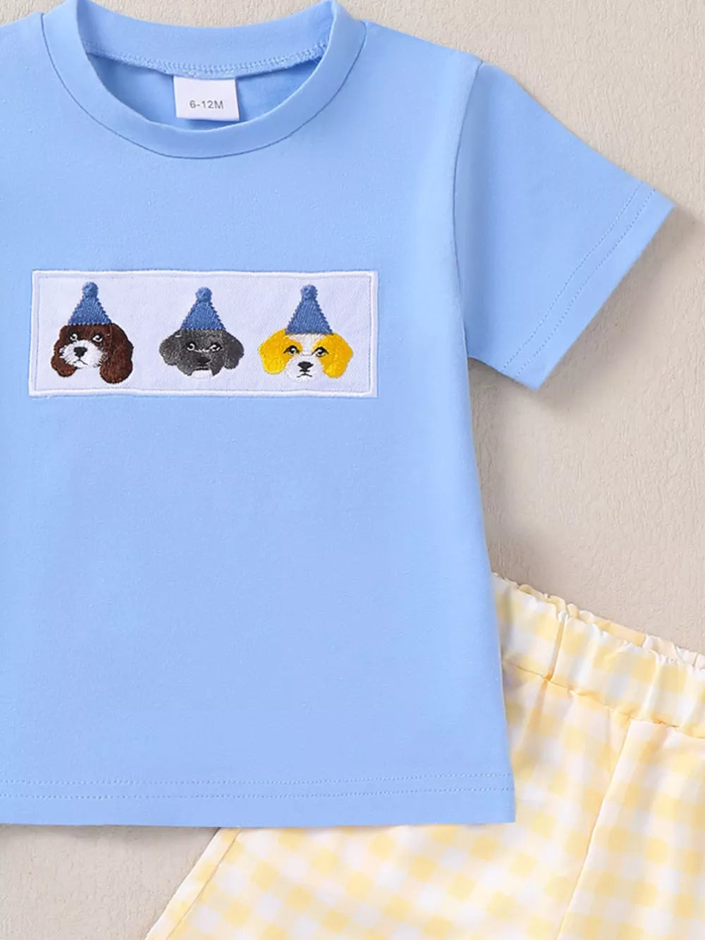 Children's Puppy Round Neck Tee And Shorts Set, model styling view