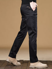 Men's Stretch Fit Casual Pants in Dark Gray, side view