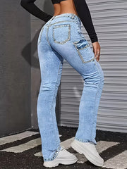 Tailored Cargo Jeans With Flap Pockets