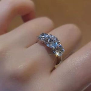4 Carat Moissanite Sterling Silver Ring, side view