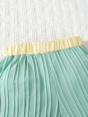 Baby set with mint green crinkle fabric and yellow elastic waistband