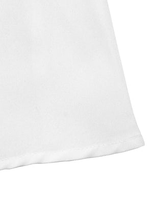 White midi shirt dress in polyester with a subtle texture and hem detail.