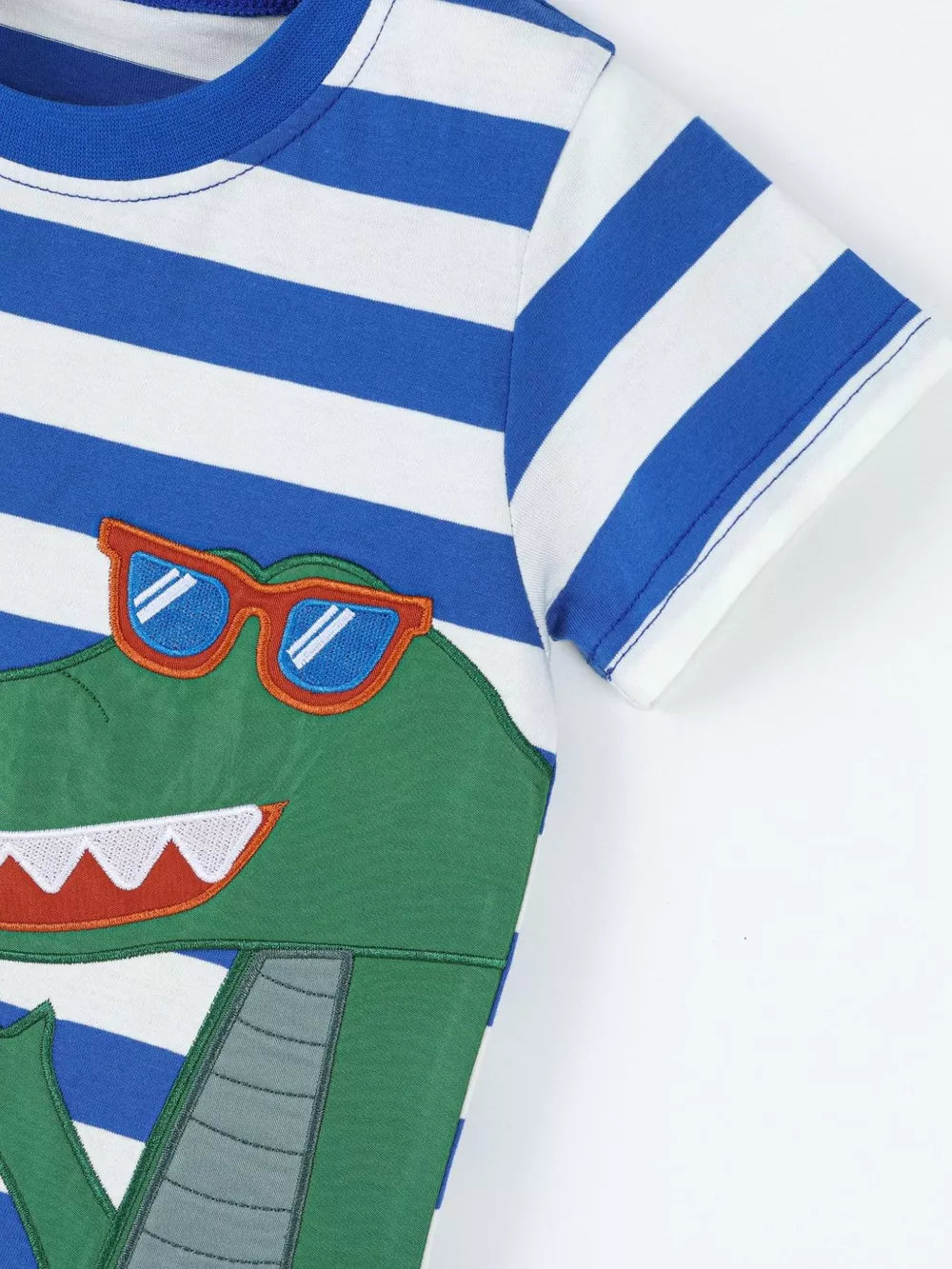 Children's Striped Crocodile T-shirt And Shorts Set, side view