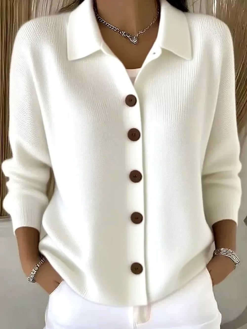 Button-up Long Sleeve Cardigan, front view