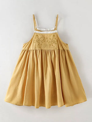 Children's Lace Detail Embroidered Dress, side view
