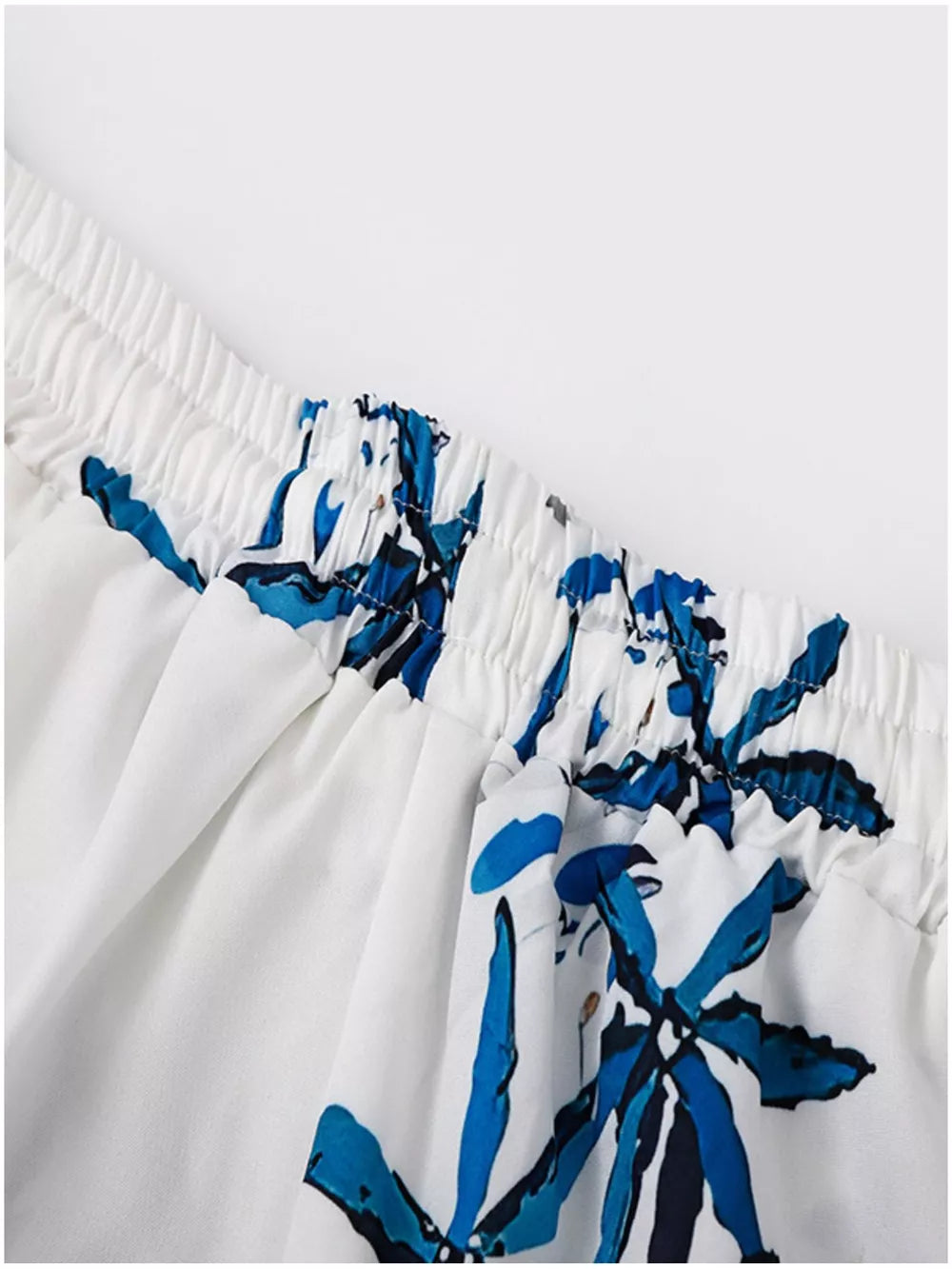 Men's Tropical Print Short Sleeve Shirt And Shorts Set in White, alternate angle