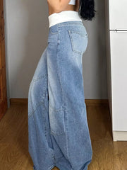 Elevated Wide Leg Jeans With Unique Waistband