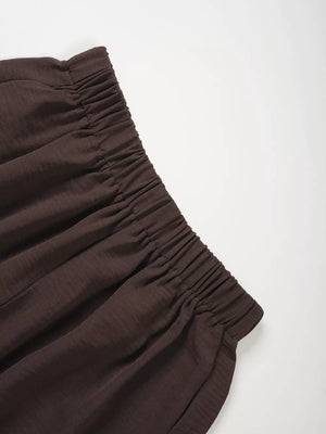 Chocolate wide-leg pants with elastic waistband detail