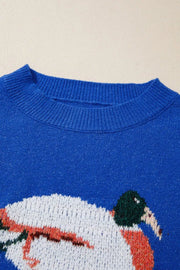 Duck Graphic Drop Shoulder Sweater in Royal Blue, view 11