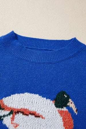 Duck Graphic Drop Shoulder Sweater in Royal Blue, view 11