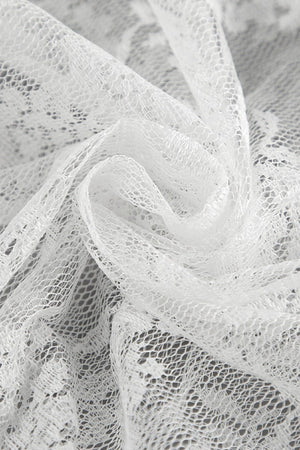 White floral lace maxi skirt fabric detail