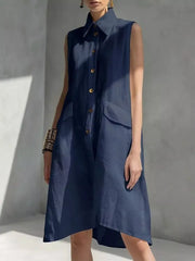 Chic Sleeveless Button-front Shirtdress