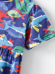 Children's Marine Life Print A-line Dress, model styling view
