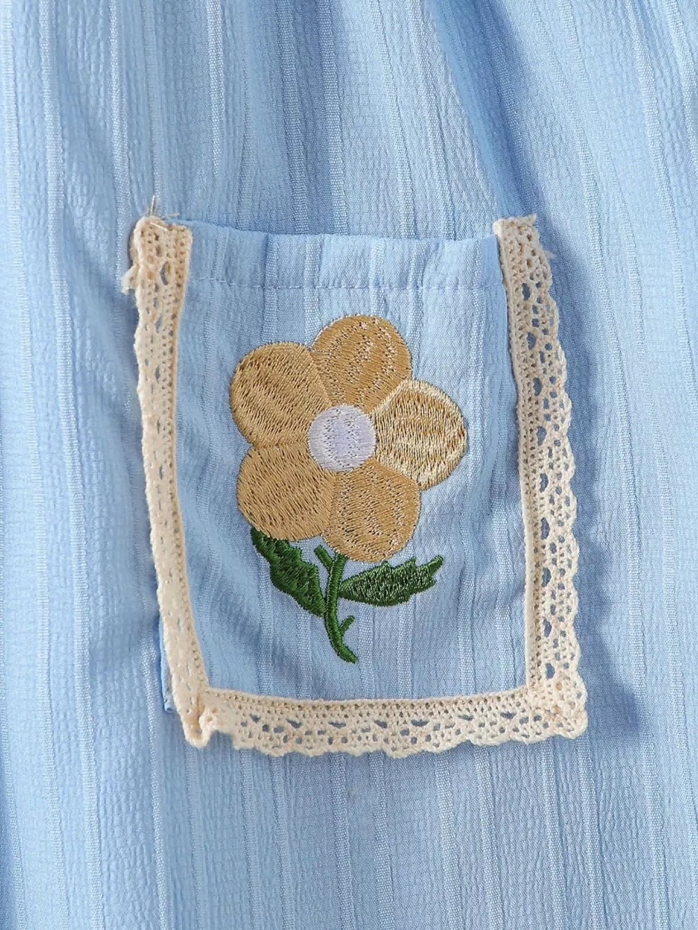 Children's Embroidered Ruffled Hem Dress, close-up detail