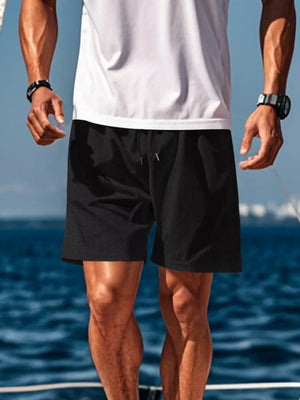 Men's Drawstring Casual Shorts in White, product detail