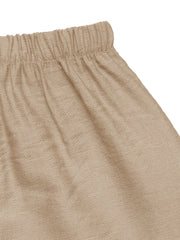Tiered maxi skirt in tan with a comfortable drawstring waist and textured fabric.
