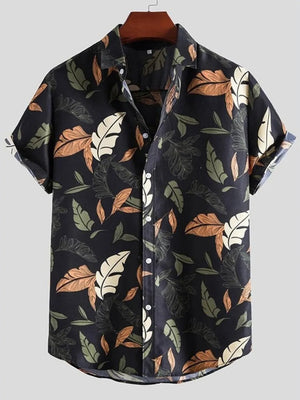 Men's Full Size Printed Button Up Shirt, model styling view
