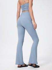 Light blue flared sculpt leggings with high-rise waist and subtle seam details.