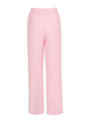 Pink crinkled wide leg pants with elastic drawstring waist