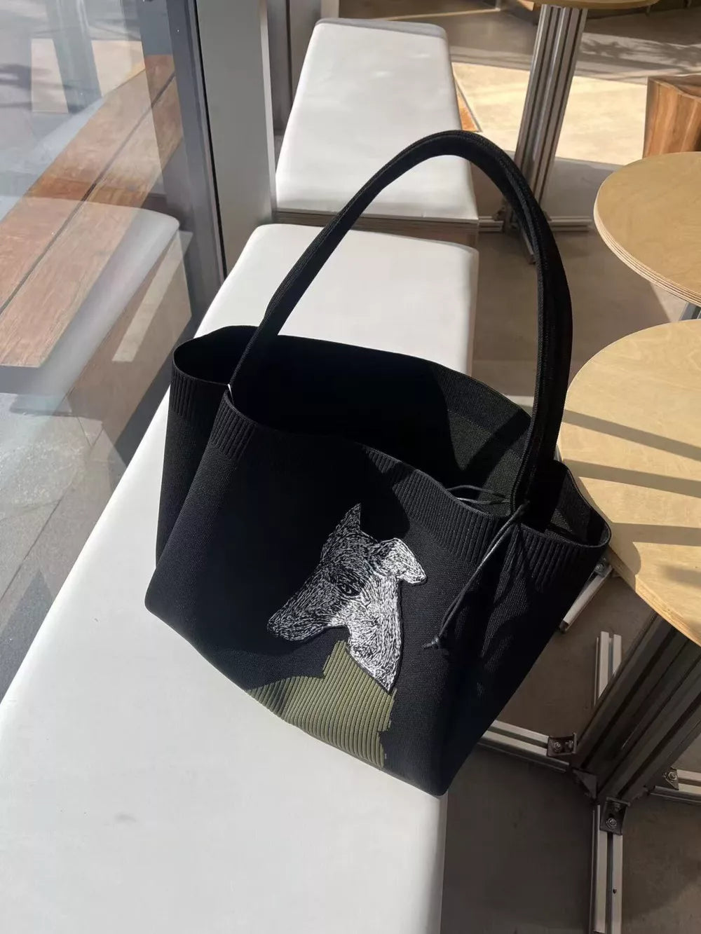 Dog Knit Shoulder Bag, model styling view